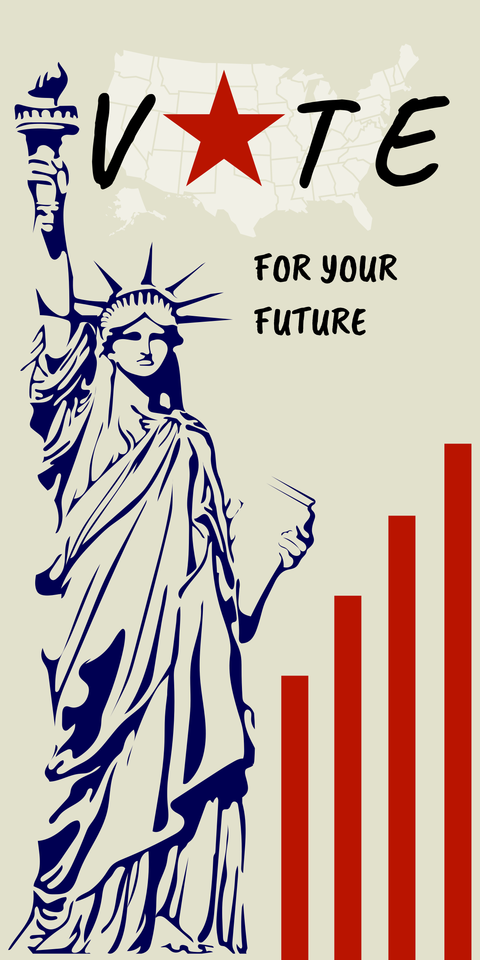 Vote for Your Future Statue of Liberty and US Flag Template
